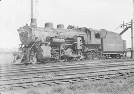 Northern Pacific steam locomotive 1908 at Laurel, Montana, in 1949.