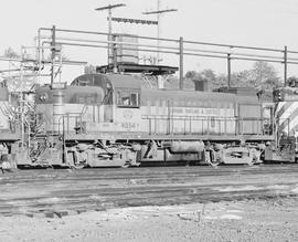 Burlington Northern diesel locomotive 4054 at Vancouver, Washington in 1974.