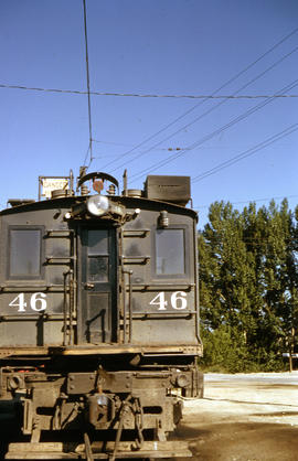 Butte, Anaconda and Pacific Railroad electric locomotive 46 at Butte, Montana in 1964.