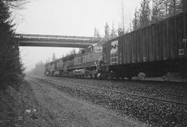 Burlington Northern Santa Fe diesel locomotive 1029 at Kanaskat, Washington in 1996.