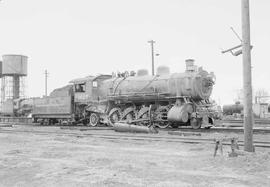 Northern Pacific steam locomotive 1627 at Laurel, Montana, in 1954.