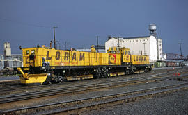 Loram Maintenance of Way rail grinder RG1016771 at Portland, Oregon in 1978.