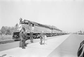 Burlington Northern diesel locomotive 6474 at South Seattle, Washington in 1971.