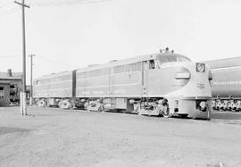 Spokane, Portland & Seattle Railway diesel locomotive number 859 at Pasco, Washington in 1953.