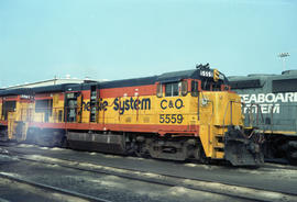 Chesapeake and Ohio Railway diesel locomotive 5559 at Waycross, Georgia on July 30, 1987.