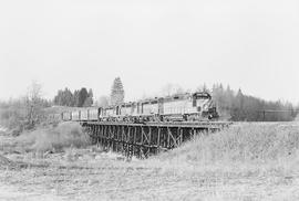 Burlington Northern diesel locomotive 2510 at Abbotsford, British Columbia in 1976.