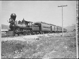 Northern Pacific passenger train in Montana, circa 1880.