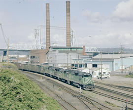 Burlington Northern diesel locomotive 2085 at Tacoma, Washington in 1978.