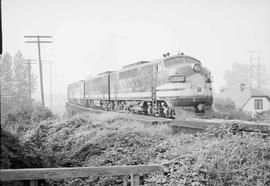 Northern Pacific diesel locomotive 5407 at Snohomish, Washington, in 1955.