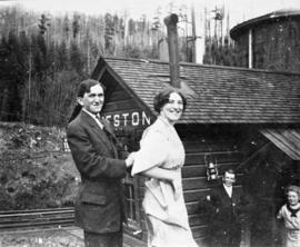 Northern Pacific telegraph operators at Weston, Washington, circa 1914.