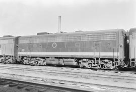 Burlington Northern diesel locomotive 831 at Livingston, Montana in 1972.