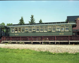 Morrissey Fernie & Michel Railway passenger car 63 at Calgary, Alberta in August 1990.