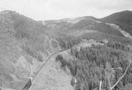 Northern Pacific diesel locomotive at Stampede, Washington, in 1962.