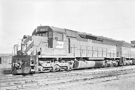 Burlington Northern diesel locomotive 6427 at Auburn, Washington in 1976.