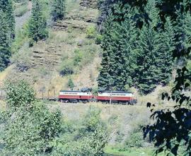 Saint Maries River Railroad Diesel Locomotives Number 502 and 501 Near Avery, Idaho in August 1981.