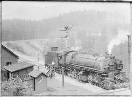 Northern Pacific steam locomotive 4025 at Stampede, Washington, circa 1925.