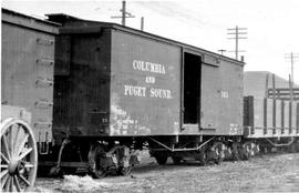 Columbia & Puget Sound Railroad box car number 163 at Renton, Washington, circa 1910.