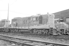 Burlington Northern diesel locomotive 1946 at Minneapolis, Minnesota in 1973.