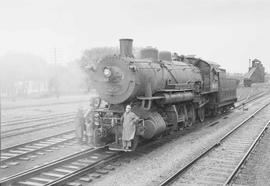 Northern Pacific steam locomotive 1640 at Jamestown, North Dakota, in 1954.