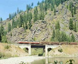 St. Maries River Railroad Diesel Locomotives Number 501 and 502 at Avery, Idaho in August 1981.