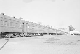 A Southern Pacific Railroad Commuter train leaves Redwood City, California in 1973.