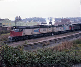 Amtrak diesel locomotive 635 - 573 at Tacoma, Washington in November 1979.