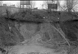 Burlington Northern track washout at Tacoma, Washington in 1972.