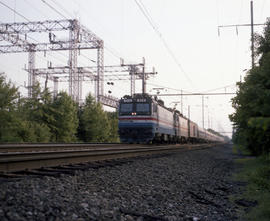 Amtrak electric locomotive 914 at Bowie, Maryland on July 5, 1982.