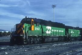 Burlington Northern 3142 at Spokane, Washington in 1986.