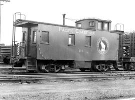 Great Northern Railway caboose number X1 at Seattle, Washington, circa 1955.