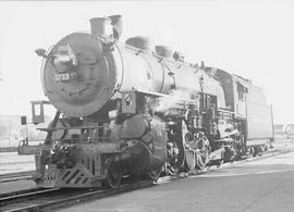 Northern Pacific steam locomotive 1713 at Livingston, Montana, in 1943.