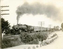 Great Northern Railway steam locomotive 2504 at Golden Gardens, Washington in 1936.