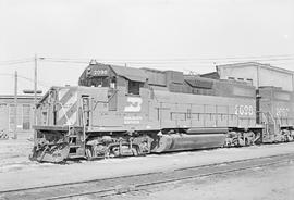 Burlington Northern diesel locomotive 2098 at Auburn, Washington in 1975.