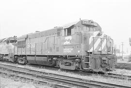 Burlington Northern diesel locomotive 5450 at Minneapolis, Minnesota in 1972.