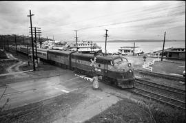 Amtrak diesel locomotive 9728 at Tacoma, Washington on March 9, 1971.