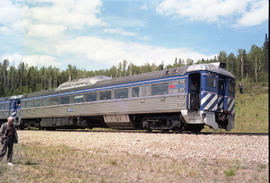 British Columbia Railway Company rail diesel car BC-11 at Horse Shoe Curve, British Columbia on M...