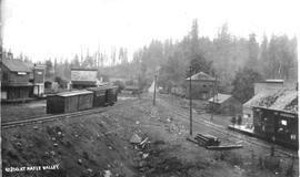 Columbia and Puget Sound Railroad railroad track at Maple Valley, Washington, circa 1890.