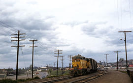 Union Pacific Railroad Company diesel locomotive 106 at Vancouver, Washington in 1962.