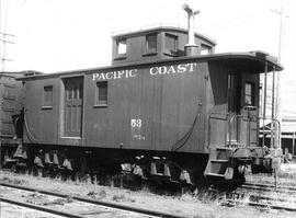 Pacific Coast Railroad caboose number 53 at Seattle, Washington in 1939.