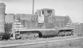 Northern Pacific diesel locomotive number 98 at Tacoma, Washington, in 1955.
