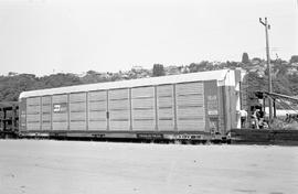 Trailer Train Company autorack car 850599 at Seattle, Washington in 1975.