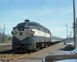 Long Island Rail Road diesel locomotive 616 at Speonk, New York in June 1988.