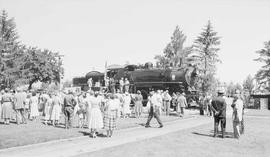 Northern Pacific steam locomotive 1382 at Helena, Montana, in 1956.