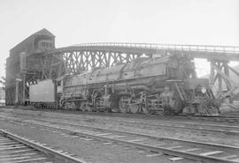 Northern Pacific steam locomotive 5011 at Livingston, Montana, in 1953.