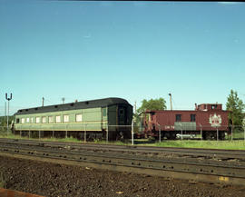 Canadian National Railway Company passenger car at Capreol, Ontario on July 06, 1990.