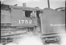 Northern Pacific steam locomotive 1752 at Tacoma, Washington, circa 1950.