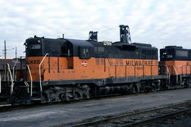 Milwaukee Road diesel locomotive 288 at Portland, Oregon in 1978.