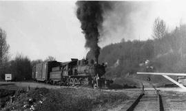 Pacific Coast Railroad freight train at Renton, Washington in 1951.