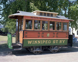 Winnipeg Street Railway passenger car number 8 at Heritage Park Historical Village in Calgary, Al...