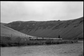 Amtrak passenger train number 8 in Yakima River Canyon, Washington on November 17, 1977.